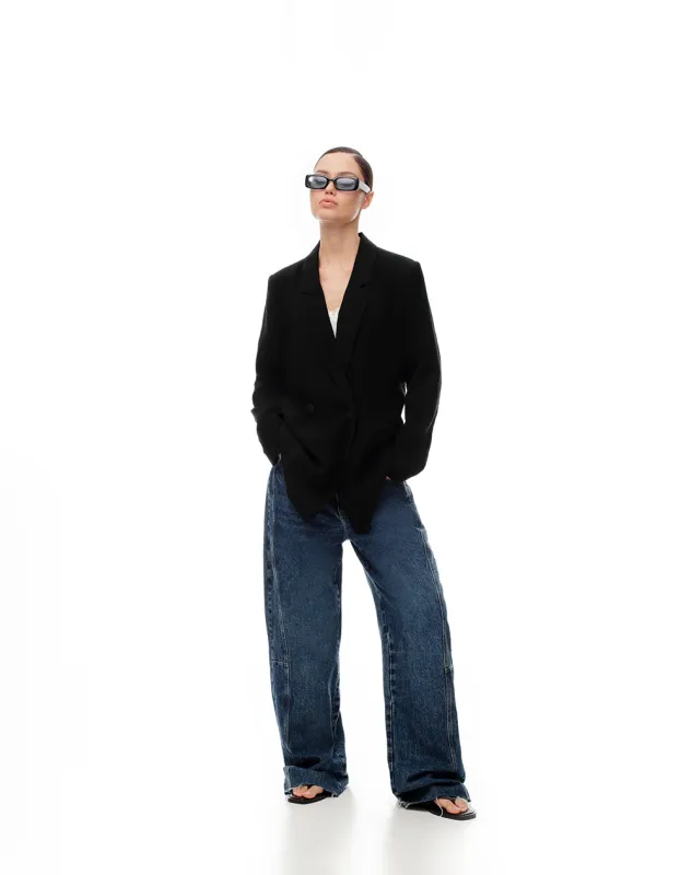 Chaqueta loose fit sin capucha negra sold by Gef