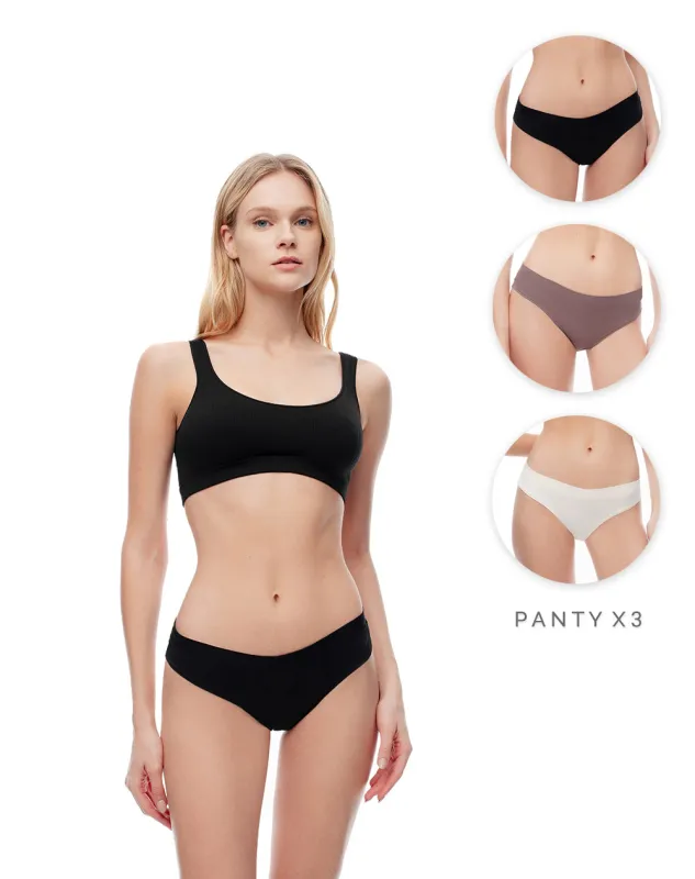 3 pantys clasico en punto tiro medio surtido sold by Gef