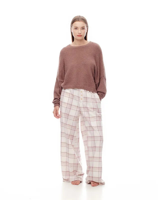 Pantalón holgado tiro medio algodón cuadros mujer sold by Gef