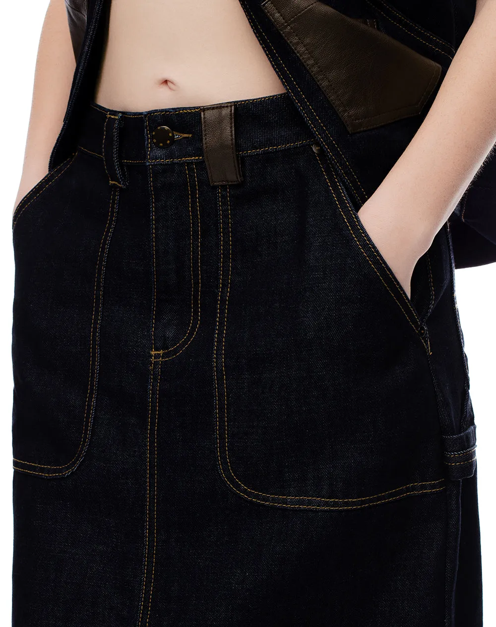 Falda midi denim tiro medio índigo oscuro mujer sold by Gef product image thumbnail 5