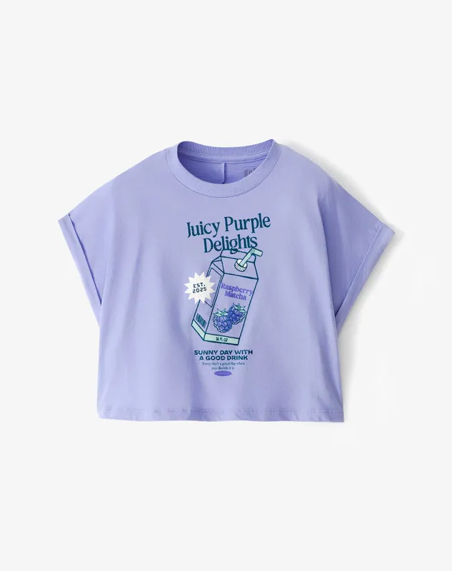 Camiseta relaxed fit manga corta lavanda sold by Gef