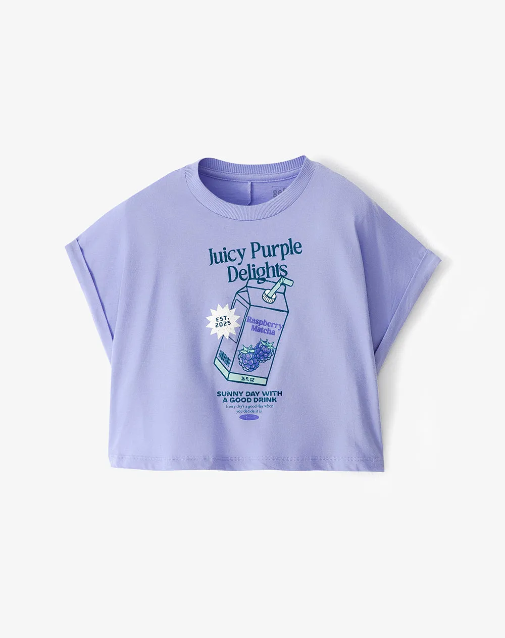 Camiseta regular algodón morada estampada niña sold by Gef