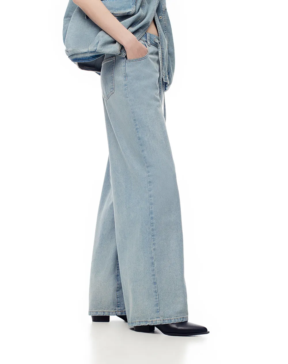Jean wide leg tiro alto índigo medio mujer sold by Gef product image thumbnail 4