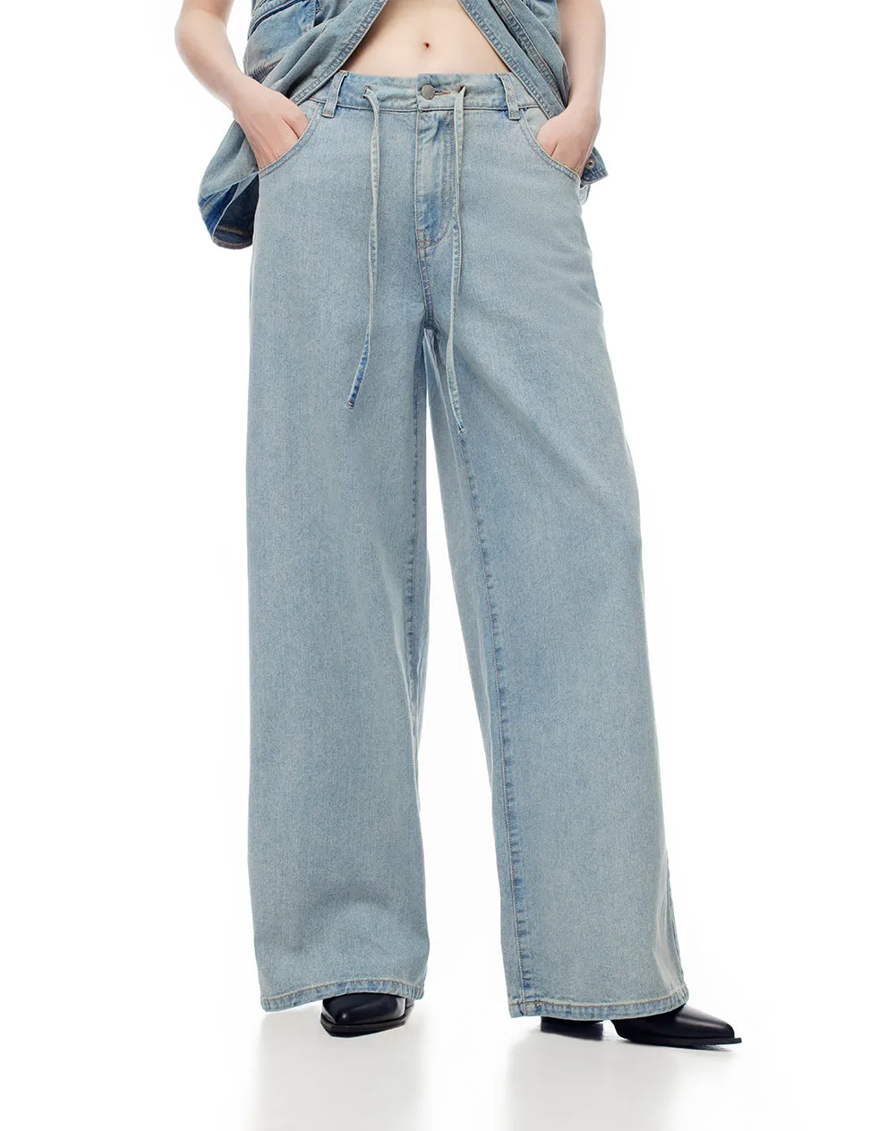 Jean wide leg tiro alto índigo medio mujer sold by Gef product image thumbnail 3