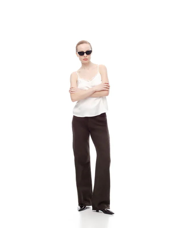 Jean wide leg tiro alto 100% algodón chocolate mujer sold by Gef