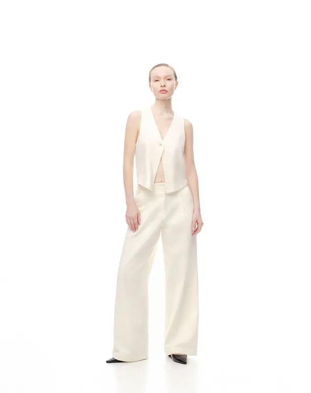 Pantalón wide leg tiro alto denim habano mujer sold by Gef