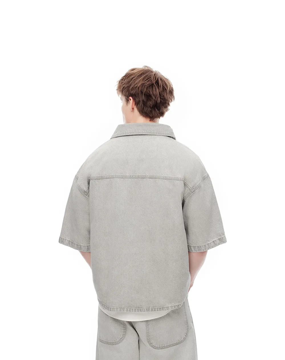 Camisa manga corta regular denim gris hombre sold by Gef product image thumbnail 2