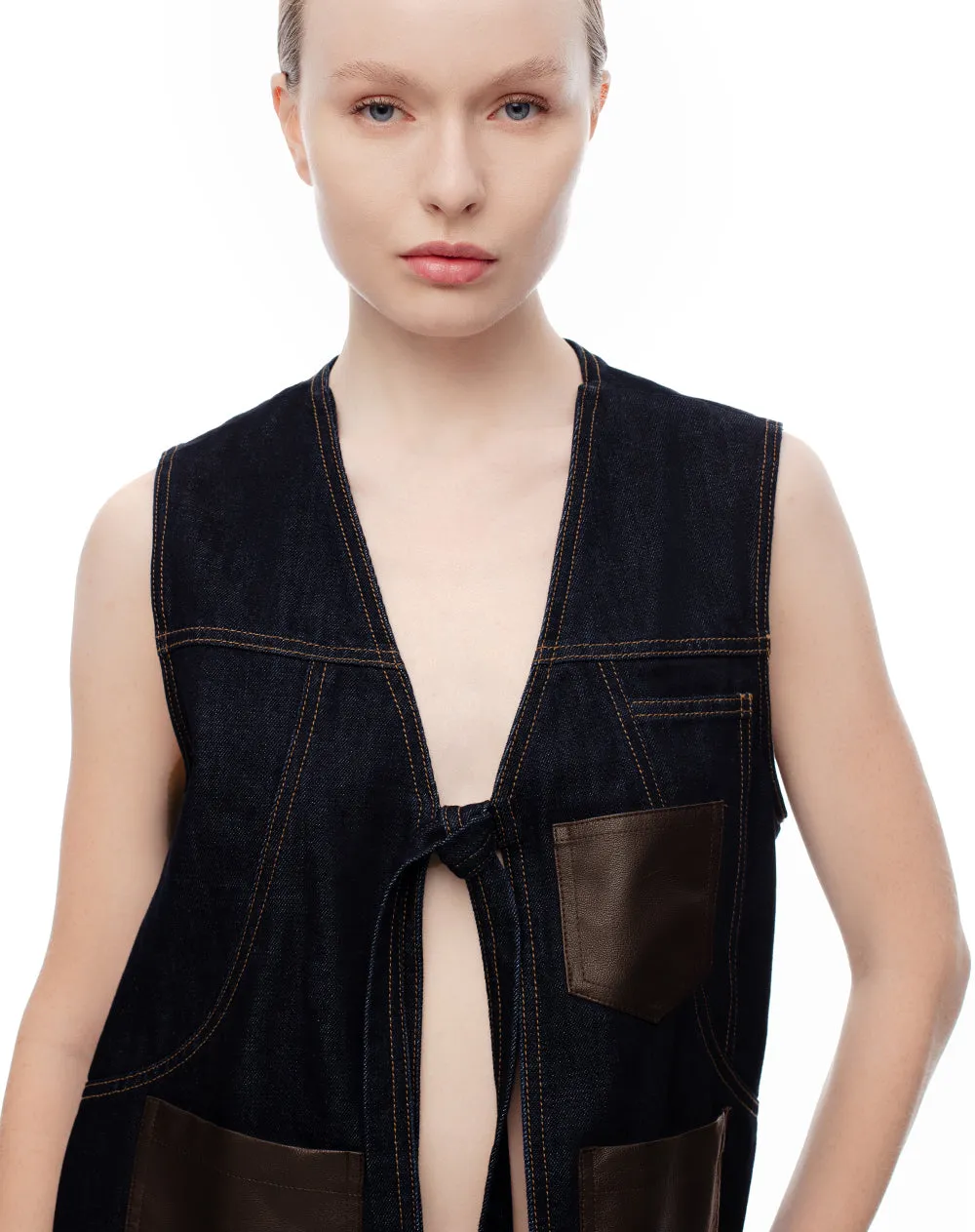 Chaleco denim anudado índigo oscuro mujer sold by Gef product image thumbnail 4