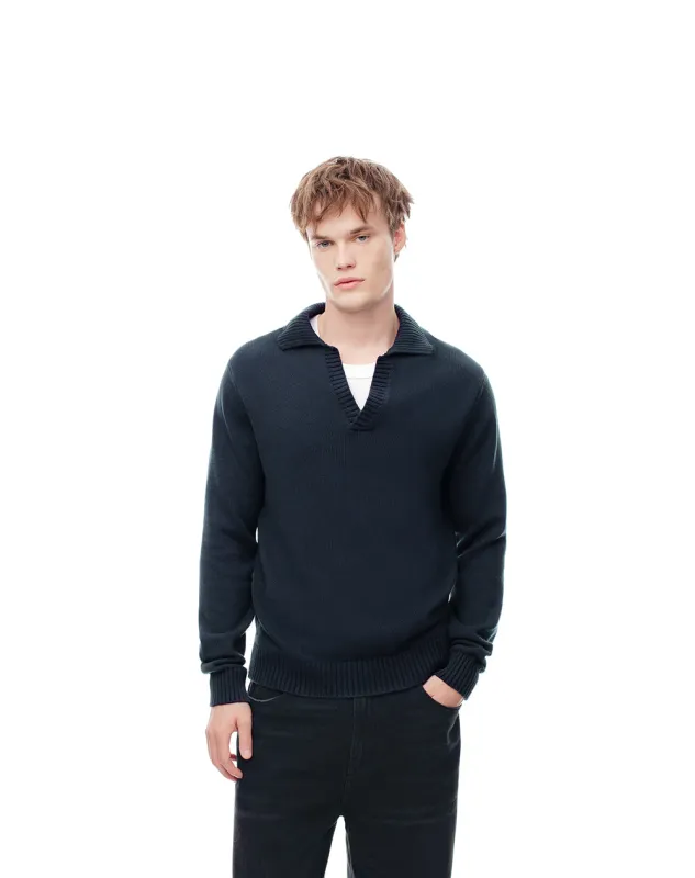 Buzo tipo polo regular tejido de punto azul hombre sold by Gef