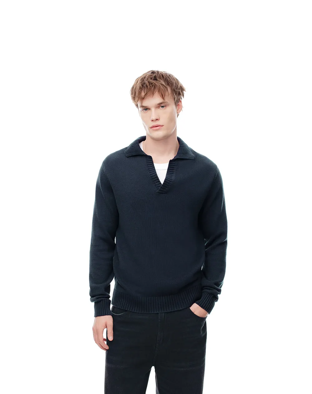 Buzo tipo polo regular tejido de punto azul hombre sold by Gef