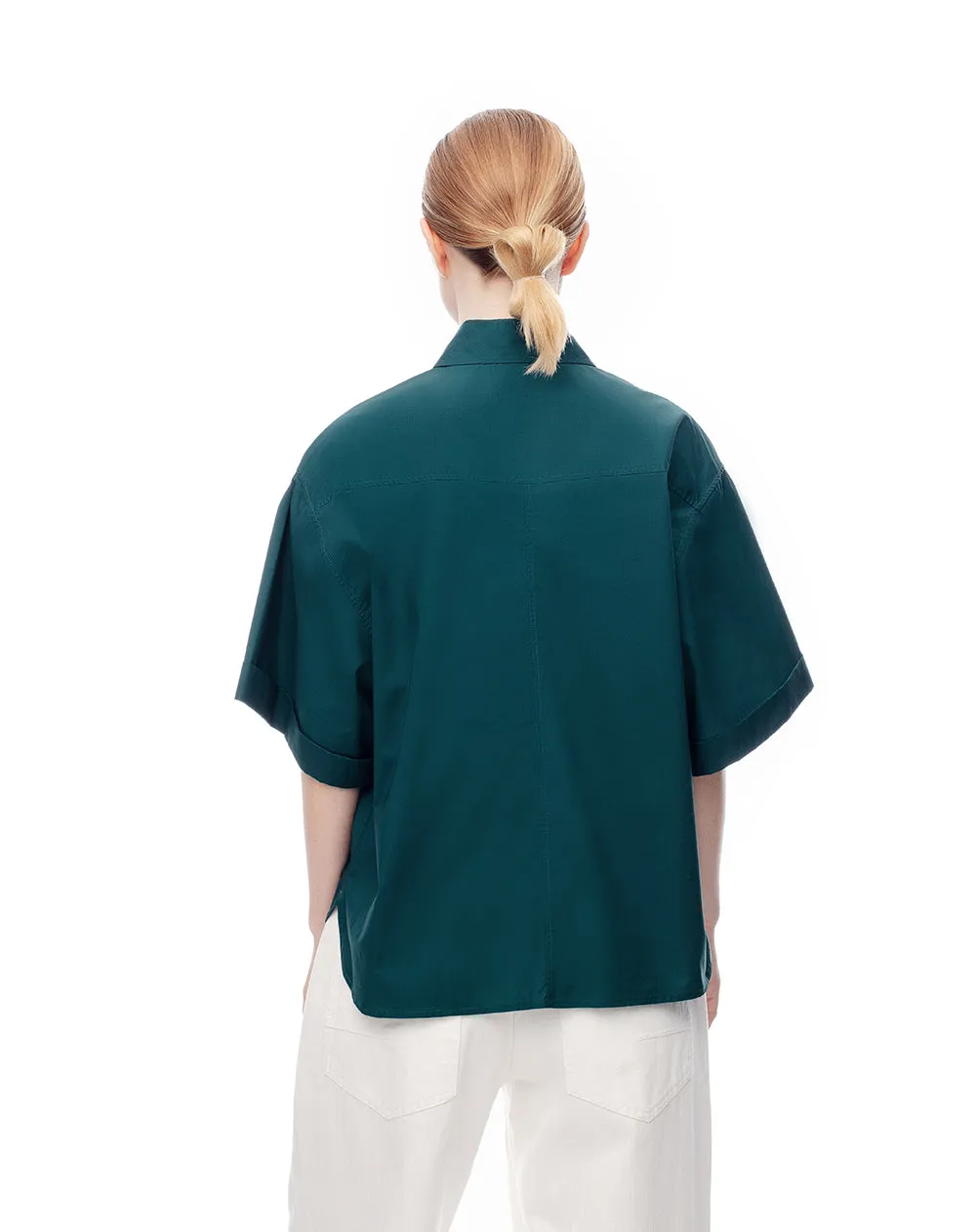 Camisa manga corta oversize algodón verde mujer sold by Gef product image thumbnail 2