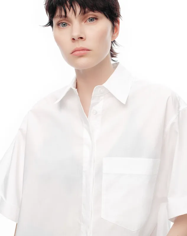 Camisa manga corta oversize algodón blanca mujer sold by Gef