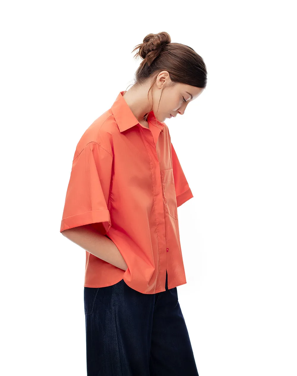 Camisa manga corta oversize algodón naranja mujer sold by Gef product image thumbnail 4