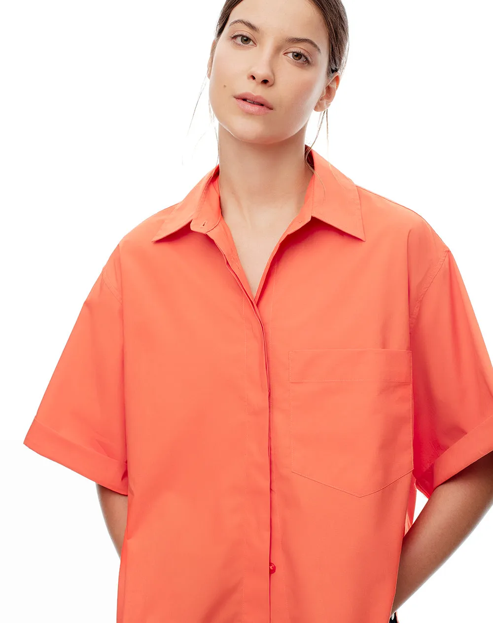 Camisa manga corta oversize algodón naranja mujer sold by Gef product image thumbnail 5