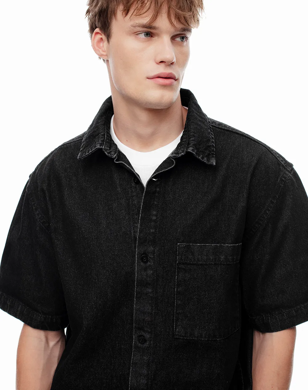 Camisa manga corta denim regular negra hombre sold by Gef product image thumbnail 4