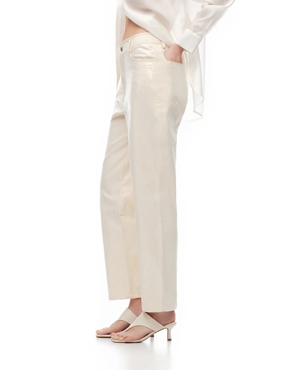 Jean recto tiro alto lentejuelas crudo mujer sold by Gef product image thumbnail 4