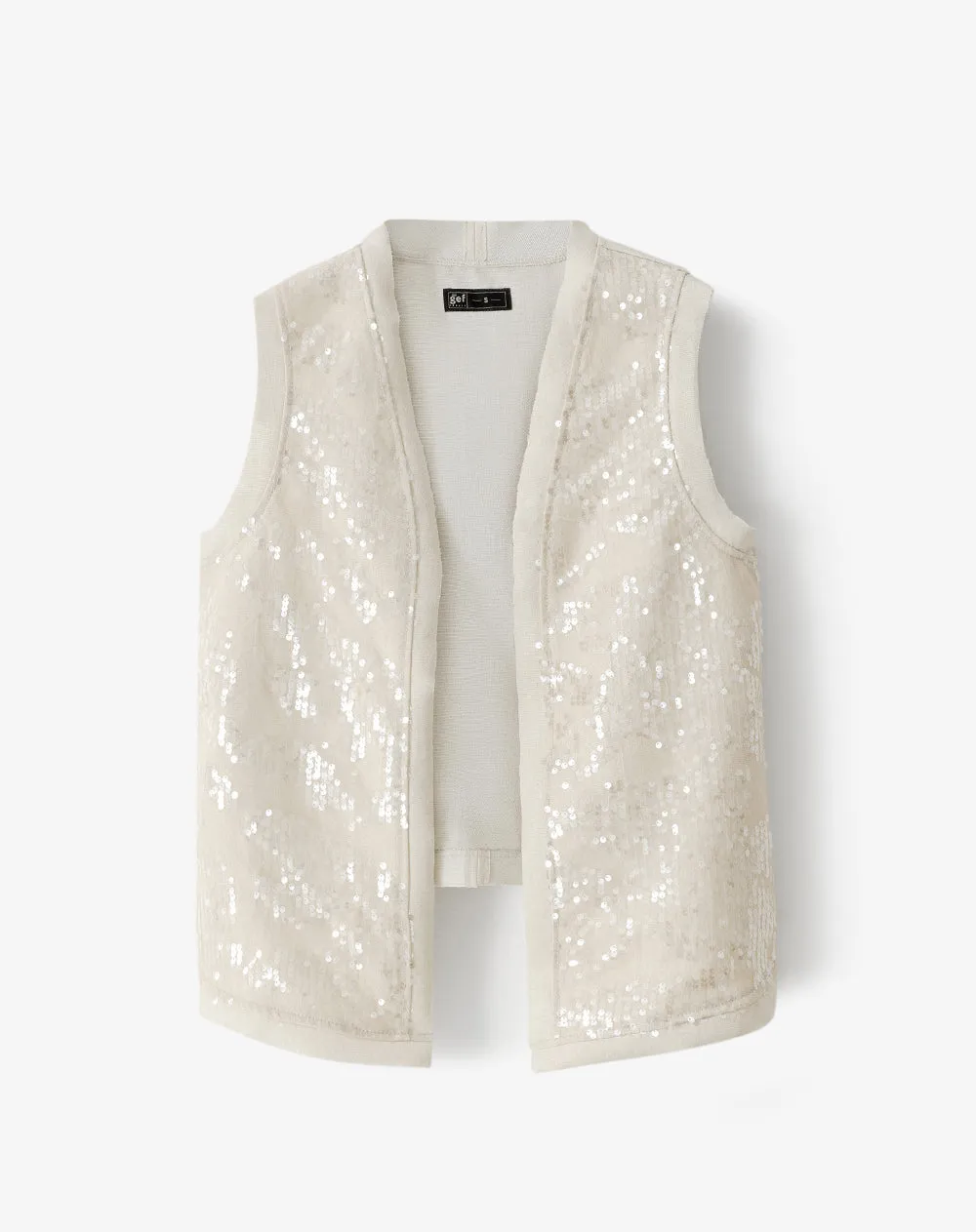 Chaleco regular lentejuelas arena mujer sold by Gef product image thumbnail 5