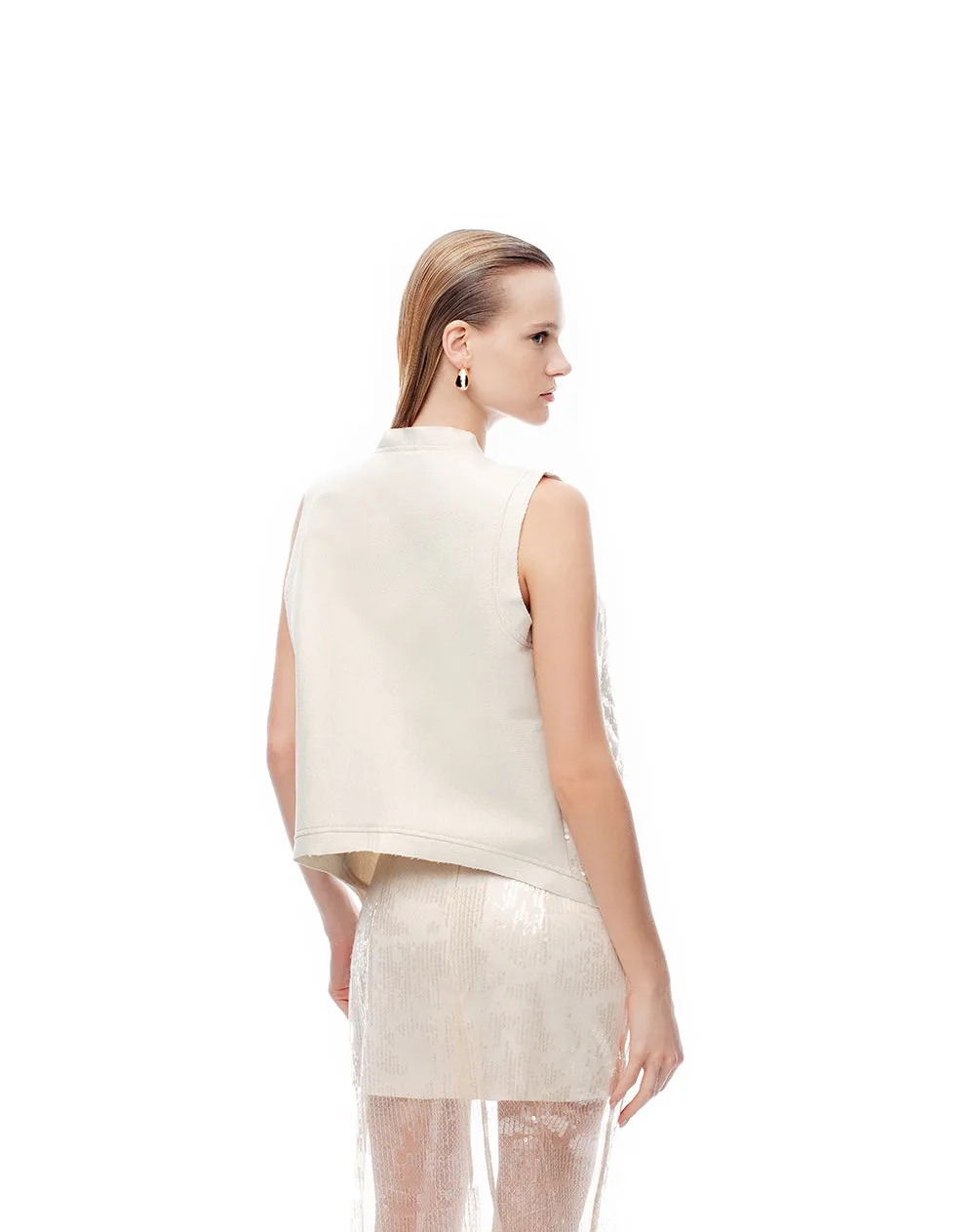 Chaleco regular lentejuelas arena mujer sold by Gef product image thumbnail 2