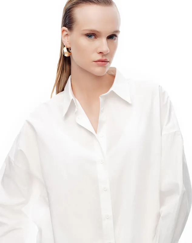 Camisa manga larga oversize algodón blanca mujer sold by Gef