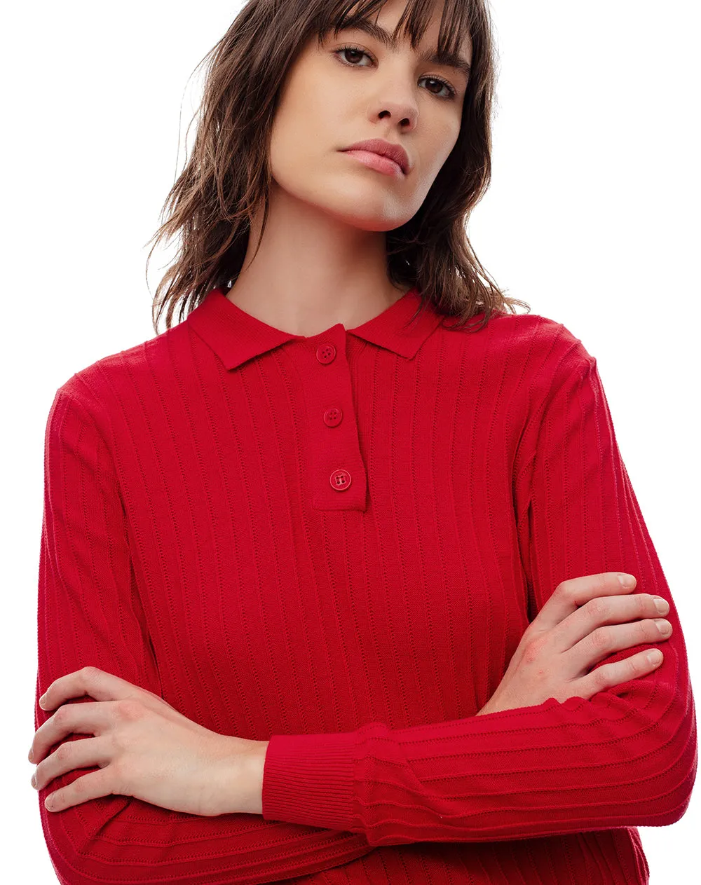 Camibuzo tipo polo regular tejido de punto rojo mujer sold by Gef product image thumbnail 4