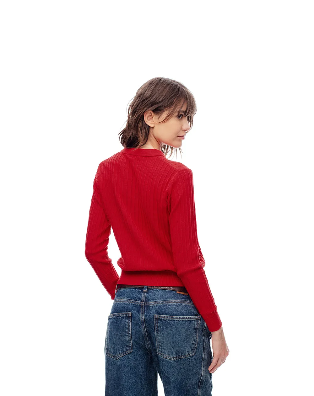 Camibuzo tipo polo regular tejido de punto rojo mujer sold by Gef product image thumbnail 2