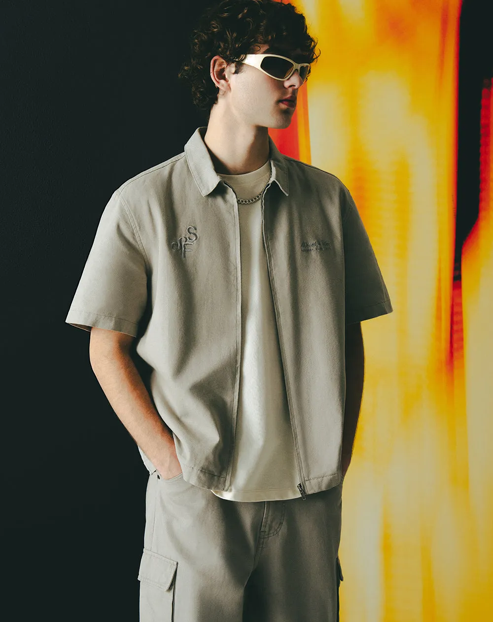 Camisa manga corta regular algodón caqui hombre sold by Gef product image thumbnail 3