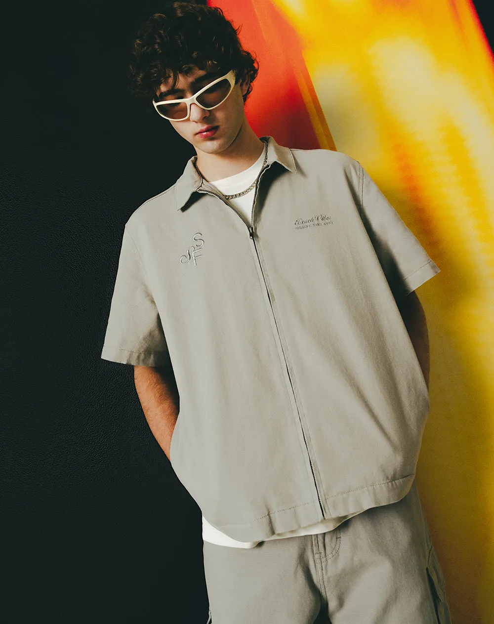 Camisa manga corta regular algodón caqui hombre sold by Gef