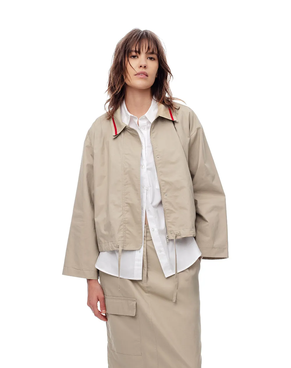 Chaqueta holgada algodón caqui mujer sold by Gef