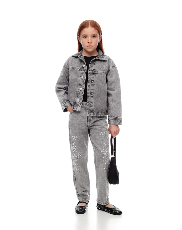 Jean mom fit fit tiro medio denim gris sold by Gef