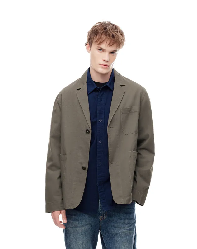 Chaqueta loose fit sin capucha café sold by Gef