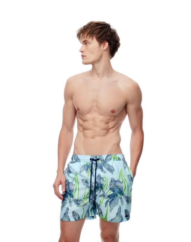 Short pantaloneta azul estampado sold by Gef