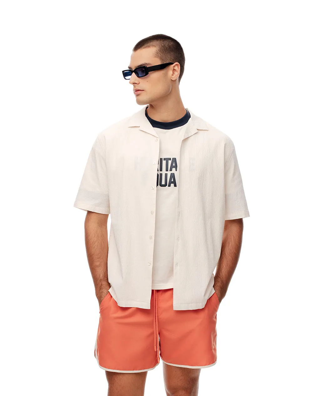 Camisa manga corta regular vainilla hombre sold by Gef