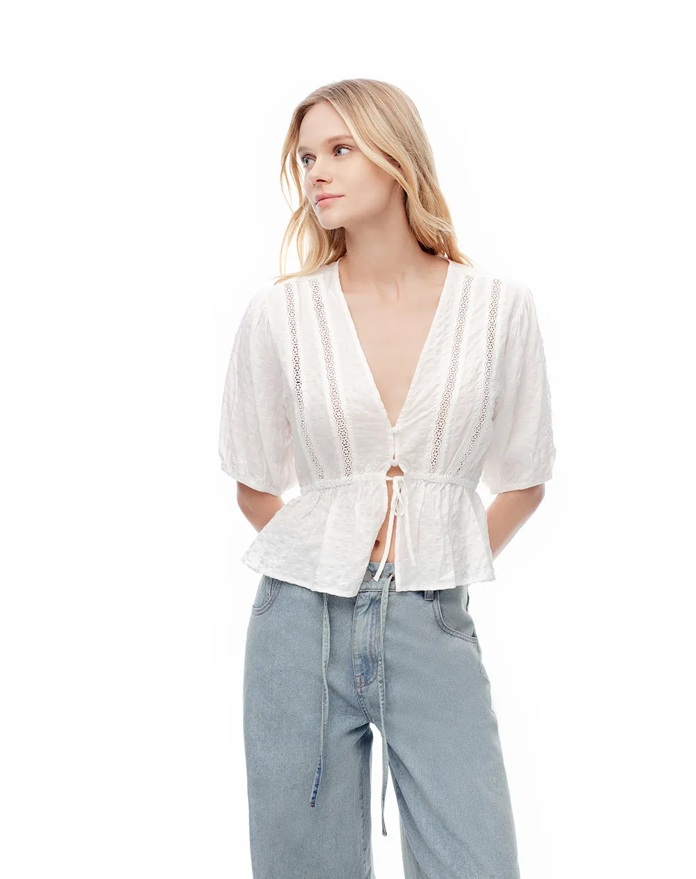 Blusa manga corta holgada blanca mujer sold by Gef product image thumbnail 4