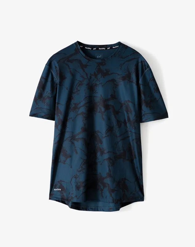 Camiseta slim fit manga corta azul estampada sold by Gef