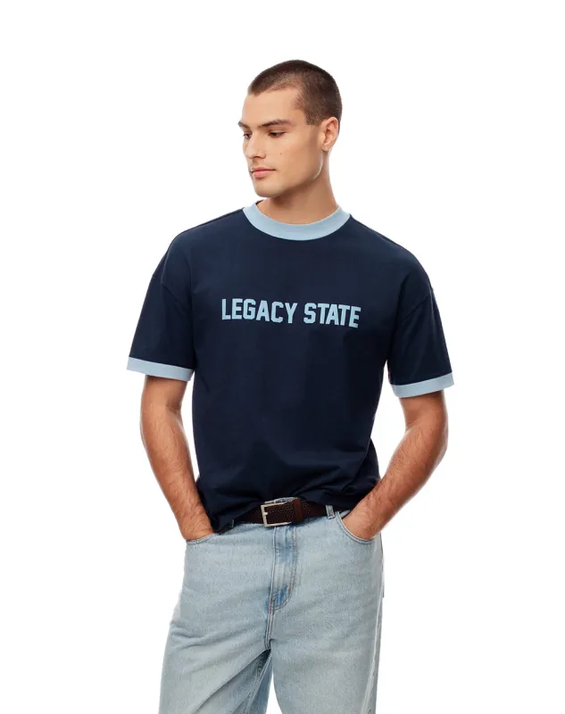 Camiseta regular fit manga corta azul sold by Gef