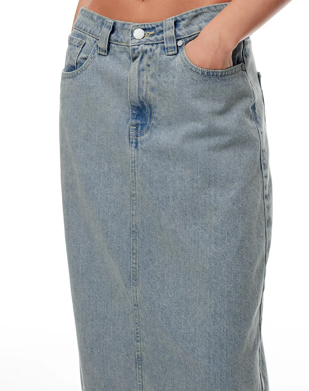 Falda midi tiro alto denim índigo medio mujer sold by Gef product image thumbnail 3