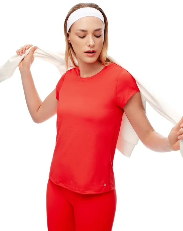 Camiseta deportiva secado rápido roja mujer sold by Gef