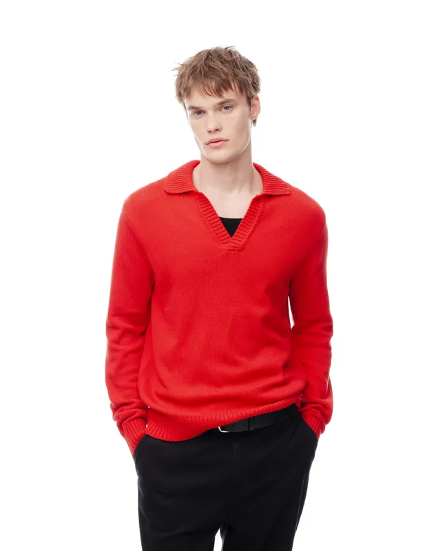 Buzo tipo polo regular tejido de punto rojo hombre sold by Gef