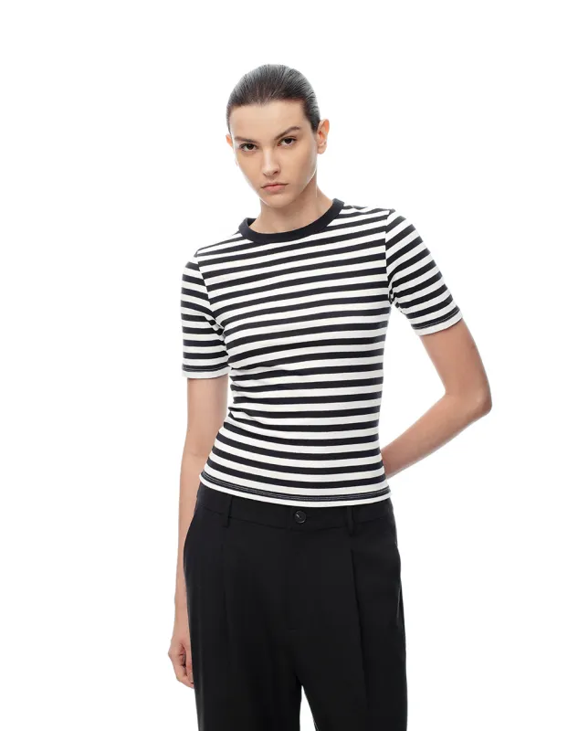 Camiseta slim rib algodón rayas mujer sold by Gef