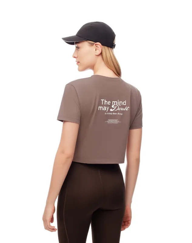 Camiseta crop regular algodón café mujer sold by Gef