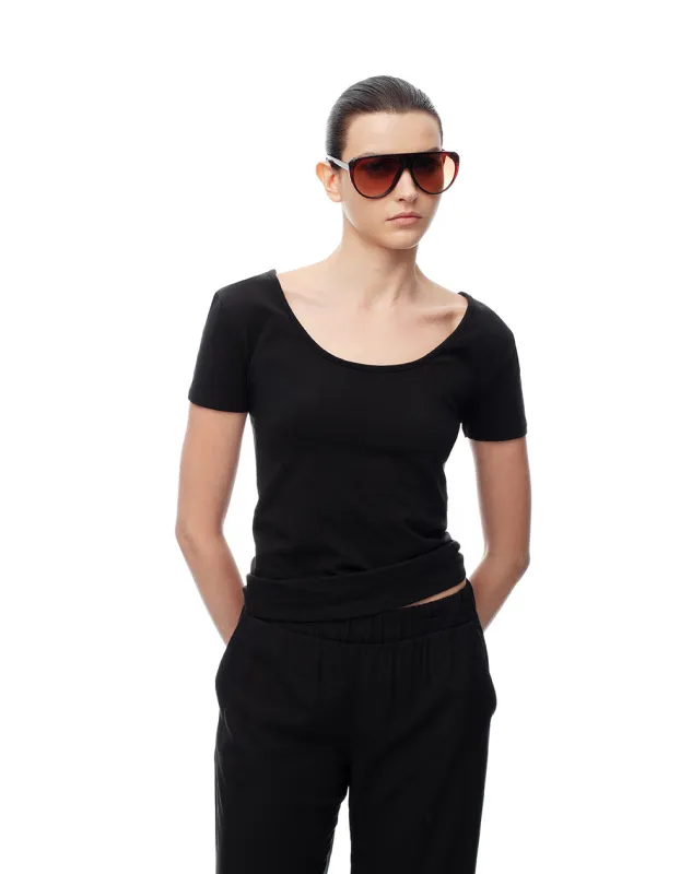 Camiseta regular uso 2 en 1 negra mujer made by Gef