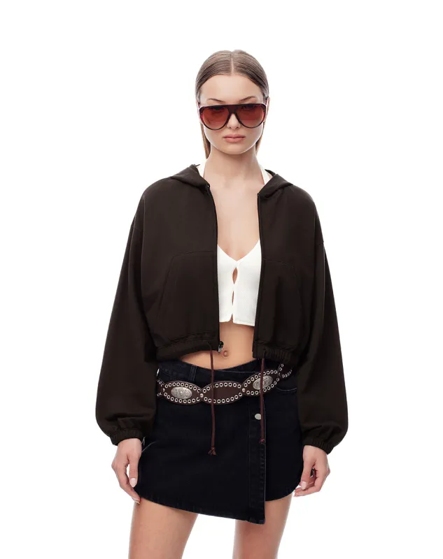 Chaqueta regular algodón chocolate mujer sold by Gef