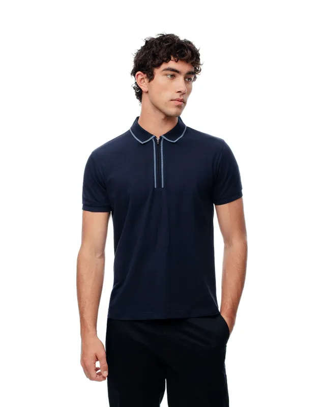 Polo half zip regular azul hombre made by Gef