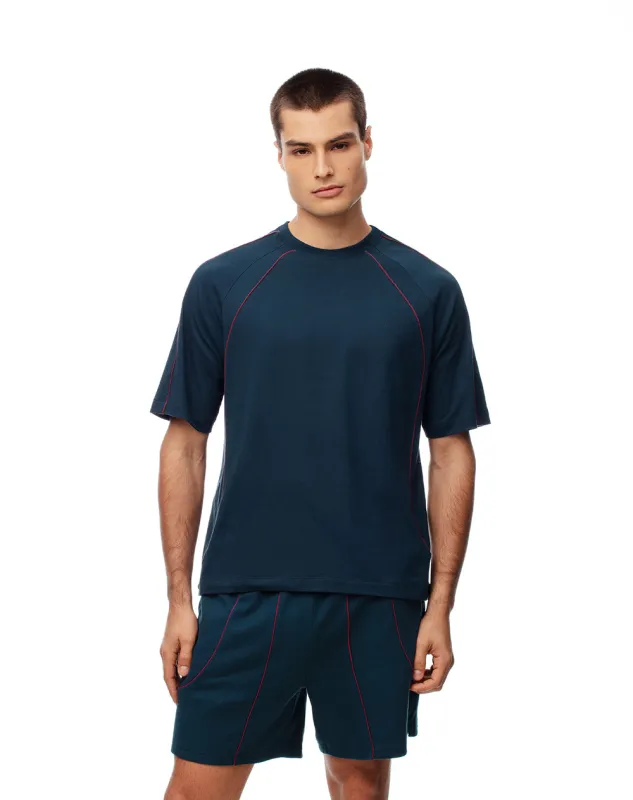 Camiseta relax algodón azul hombre made by Gef