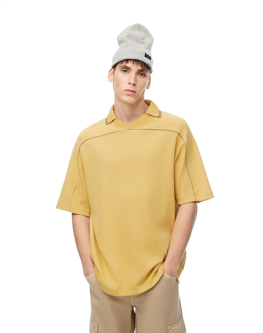 Camiseta tipo polo oversize amarilla hombre sold by Gef