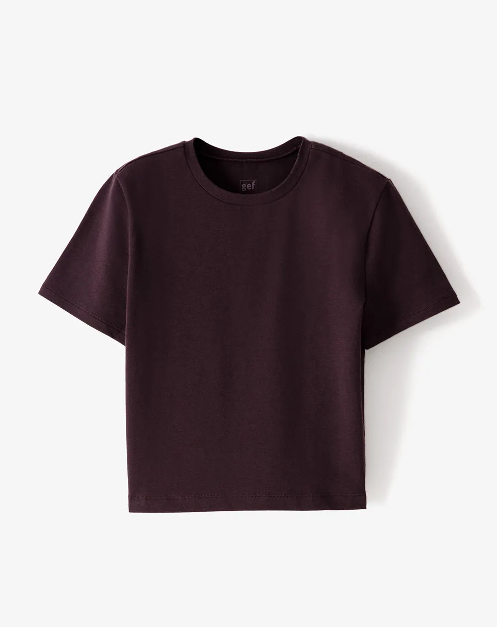 Camiseta crop slim algodón vino tinto mujer sold by Gef