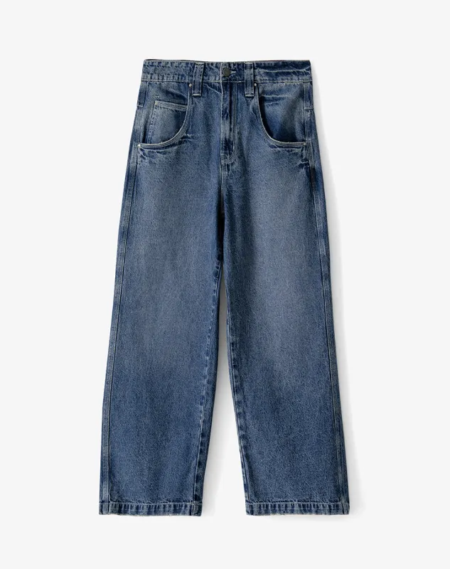 Jean loose tiro medio índigo medio mujer made by Gef