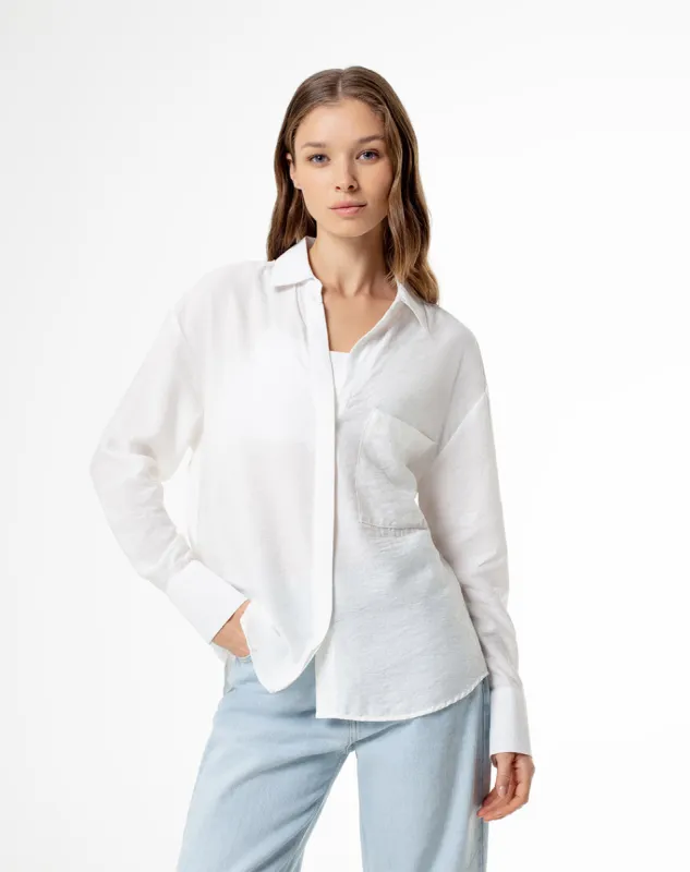 Camisa manga larga regular blanca mujer sold by Gef
