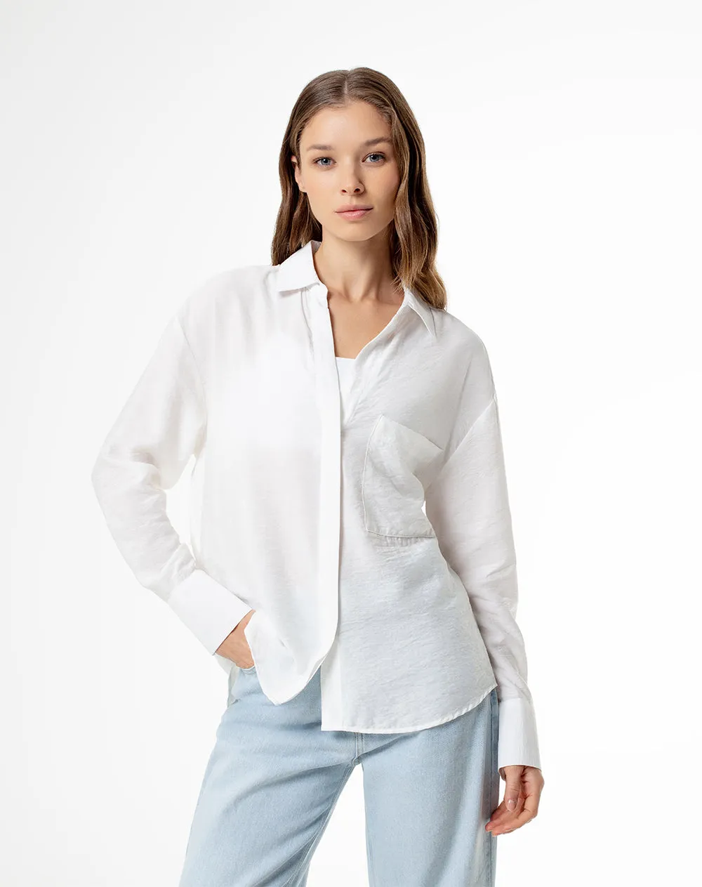 Camisa manga larga regular blanca mujer sold by Gef