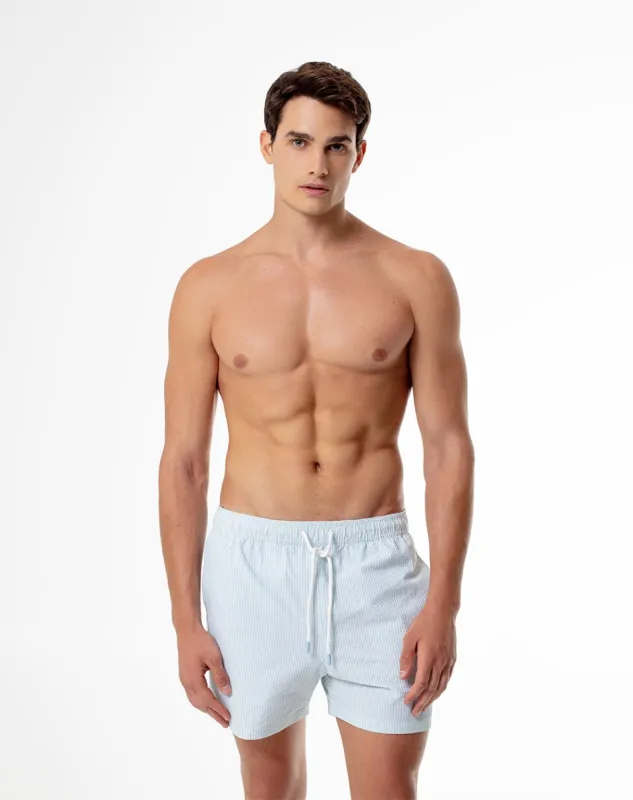 Pantaloneta azul rayas sold by Gef